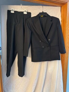Kids Black Double-Breasted Matching Suit Set